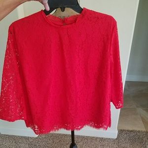 H&M red lace blouse, NWOT
